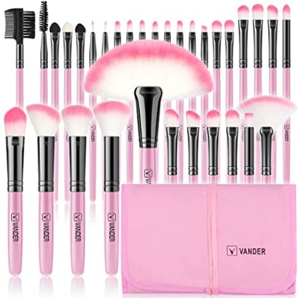 Makeup Brushes, VANDER 32pcs Professional Soft Synthetic Kabuki Cosmetic Eyebrow - Picture 1 of 7